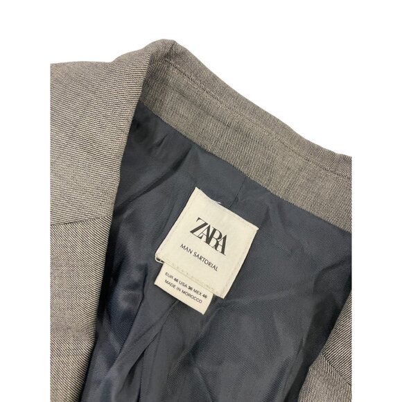 Zara Sartorial Man Suit Jacket EU 46 US 36 Blazer Grey Italian Wool 4495/925 NWT - Picture 6 of 16